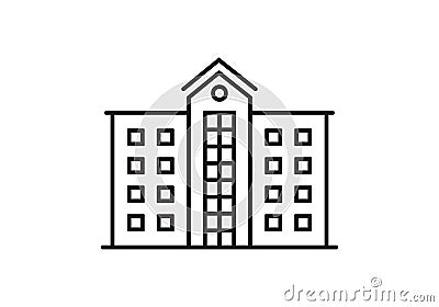 Office building outline icon. Hotel, government or hospital building exterior. Vector illustration Vector Illustration